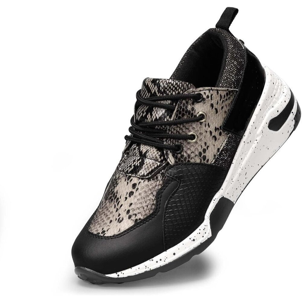 🆕Women Black High Heel Wedge Sneaker Fashion Cliff Platform Retro Lace Up Shoes
